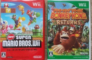 Wii ニュースーパーマリオブラザーズ+ドンキーコングリターンズ 動作確認済み 送料無料