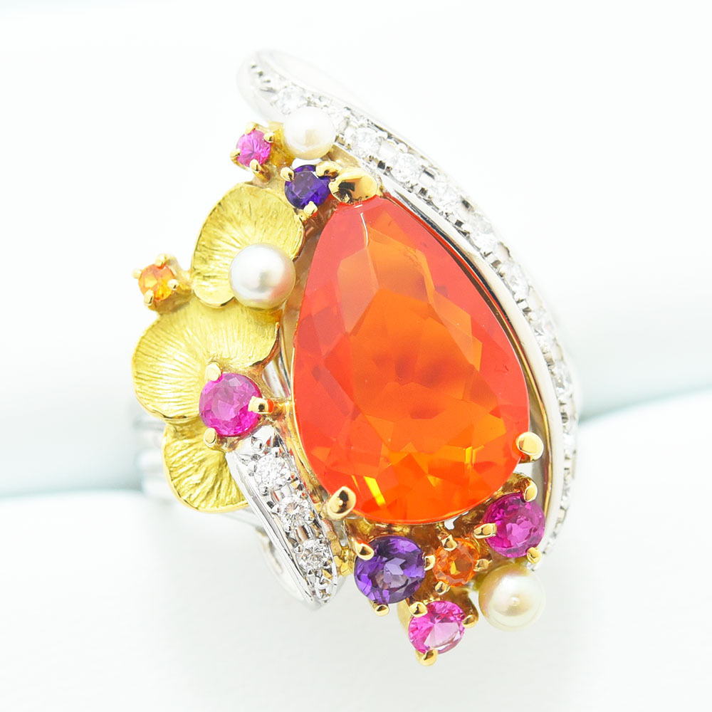 Pt900 ファイヤーオパールリング 0.69ct マルチカラー berkanafarma.com