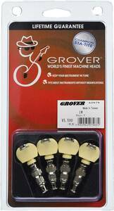 【国内正規品】 GROVER ウクレレペグ 1W 4個セット ニッケル ホワイトボタン 60979 グローバー