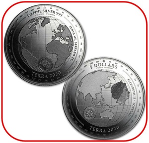 1オンス銀貨　2020 1 OZ TOKELAU TERRA .999 SILVER COIN BU 極希少！