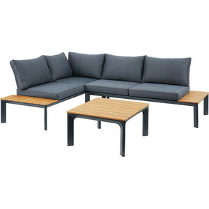  garden sofa & table set [ dark gray ] aluminium polyester resin 