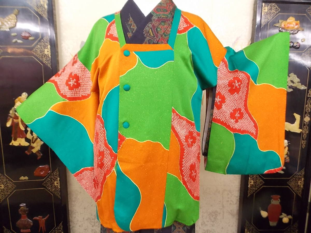 Кимоно Konjaku 2832 Коллекция пальто Michiyuki Аутентичная ручная роспись. Роспись воском. Ручная роспись с использованием настоящего шибори Хикита. Роскошная вещь, выполненная на заказ. Превосходное качество., мода, женское кимоно, кимоно, пальто, Прибытие в путь