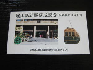 嵐山駅新駅落成記念 昭和49年10月1日 京福嵐山線職員同好会(電車クラブ)