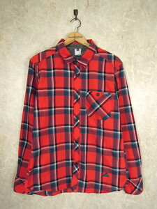 Phenix Valles Check Shirt●メンズMサイズ/赤/紺/レッド/ネイビー/麻/リネン/長袖シャツ/登山/アウトドア/フェニックス/PH612LS14