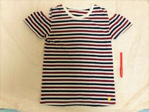 ★USED・150～160㎝用・肩出しデザインがかわいい・トリコロールカラーの半袖Tシャツ★