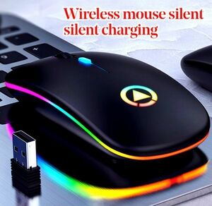 Led バックライト充電式ワイヤレスサイレントマウス usb▲マウス人間工学にゲーミングマウスデスクトップ pc ノートパソコンのマウス