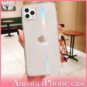 iPhone7/8/SE2 オーロラiPhoneケース 韓国 透明 クリア かわいい