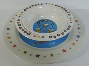 *Y11# Kero Kero Keroppi melamin made small bowl * middle bowl * large plate #2001 unused 