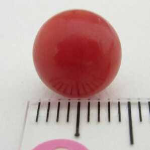 【TOP】血赤珊瑚 サンゴ 9.25mm 片穴ルース リング ペンダントトップ 指輪 ブローチ 根付 e850.