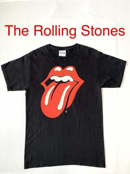 2009年 コピーライト The Rolling Stones リップアンドタン ビッグロゴ Tシャツ ビンテージ 半袖 ブラックT バンドT ロックTシャツ S