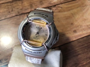 良品 レア CASIO カシオ Baby-G アナログ ゴールド シャンパン系 2351 BG-21 純正ベージュ系ベルト クオーツ レディース 腕時計