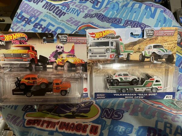 送料込2台セット Hot Wheels Team Transport VOLKSWAGEN BAJA BUG トランスポート ホットウィール ワーゲン バハ バグ ビートル　hoonigan