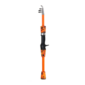 1.3m 伸縮式 釣り竿 ロッド コンパクトロッド 携帯型 海釣り フィッシング 釣具 迷彩柄　オレンジ