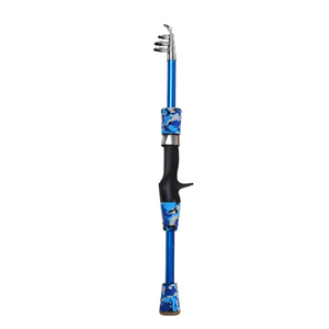 1.3m 伸縮式 釣り竿 ロッド コンパクトロッド 携帯型 海釣り フィッシング 釣具 迷彩柄　ブルー