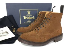 未使用品 Tricker's トリッカーズ M2508-D Snuff Repello Brogue Boots カントリーブーツ ブラウンスウェード UK7.5 付属完備_画像1