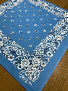 Deadstock NOS Написано редкое цвет Blue USA Flower Vintage Bandana Vintage One Ear RN14193 B08041