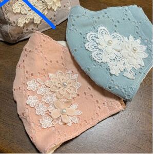 接触冷感立体カバー ハンドメイド立体インナー 2枚セット ハンドメイド立体カバー 綿レース コットンレース