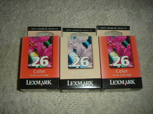 Новые неиспользованные ☆ подлинные чернила Lexmark 26 ☆ 3 цвета 3 штуки
