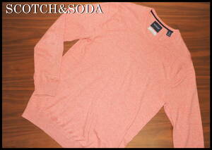 SCOTCH&SODA カシミヤ混 クルーネック ニットセーター サーモンピンク メンズ M スコッチソーダ サマーニット クルーネック