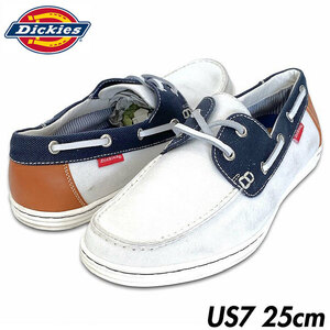  domestic regular goods #Dickies ( Dickies ) men's marine style deck shoes white navy blue tea US7 25.[516010 N1512] sneakers 