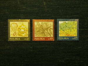 ポーランド切手　歴史地図　３種未使用　1982年
