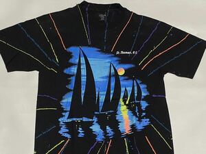 90's セント トーマス島 蛍光プリント Tシャツ vintage Mサイズ アメリカ土産 USA製 ビンテージ古着 コットン100%