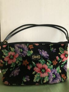 FEILER フェイラー　ハンドバッグ　シェルニー織　色鮮やかな花柄バッグ　手提げバッグ　ミニバッグ