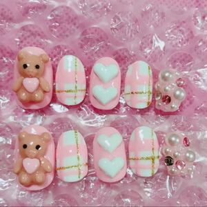 ジェルネイル ネイルチップ ハンドメイド ミディアム