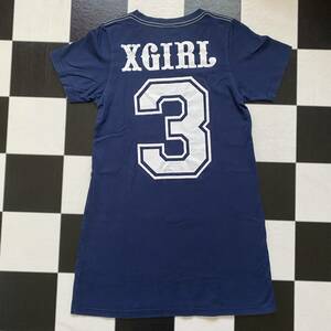 即決送料無料 X-girl Tシャツ S ミニワンピ エックスガール チュニック バックプリント