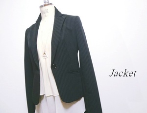 ⚜ FEE BOUCLE テーラードジャケット / ピンストライプJK【7・ブラック】美品