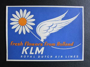 KLMオランダ航空■CARGO■切り花■FRESH FLOWERS from HOLLAND■生花■フレッシュフラワー■大型ラベル■1950's