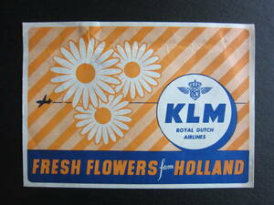 KLMオランダ航空■CARGO■切り花■FRESH FLOWERS from HOLLAND■フレッシュフラワー■生花■大型ラベル■1950's後半