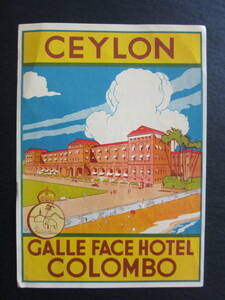  hotel label # goal face hotel #GALLE FACE HOTEL# cologne bo#COLOMBO#sei long #CEYLON