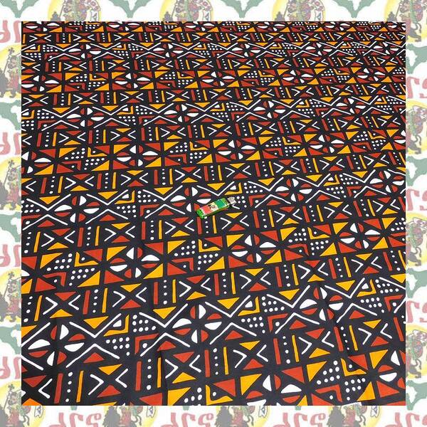 【SALE/180cm x 110cm/2ヤード】アフリカンプリント生地 barg-e77 アフリカ布 アフリカ生地 ゴールドプリント アンカラ キテンゲ パーニュ