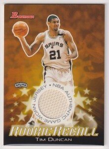 NBA TIM DUNCAN Game Worn Jersey card 2003-04 Topps Bowman ROOKIE RECALL BASKETBALL SPURS ティム・ダンカン ジャージカード スパーズ