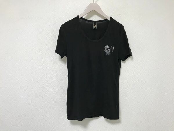 本物ロエンROENストレッチプリント半袖Tシャツスーツ旅行トラベルビジネスメンズM黒ブラック