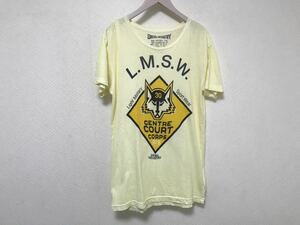 美品本物ディーゼルDIESELコットンプリント半袖Tシャツ旅行トラベルビジネススーツメンズイエローサーフS