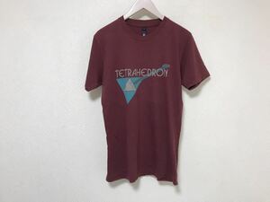 本物サイラスSILASコットンロゴプリント半袖Tシャツ旅行トラベルメンズワインレッド赤ストリートスケーターS