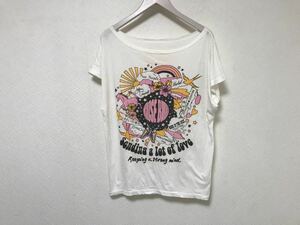 本物ローズバッドROSEBUDコットンロゴプリント半袖Tシャツ旅行トラベルレディース日本製白ホワイトフリーFREE