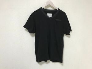 本物サカイsakaiコットン無地Vネック半袖Tシャツ旅行トラベルメンズS1黒ブラック