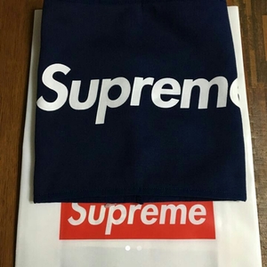 新品 半タグ ショッパー Supreme fleece neck gaiter ネイビー 加工 メンズ ネックウォーマー ボックスロゴ シュプリーム ネックゲイター