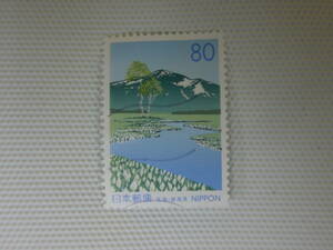  Furusato Stamp Gunma 1998.5.21. spring. tail .80 jpy stamp single one-side used ① wave .