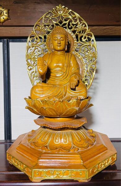 仏様 仏像 お釈迦様 木製 阿弥陀如来 観音菩薩 重量感あり 特大サイズ 62cm