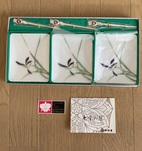 未使用 七宝 小皿 3枚セット 白地 松坂屋販売品 約115×100 昭和 レトロ 飾り皿