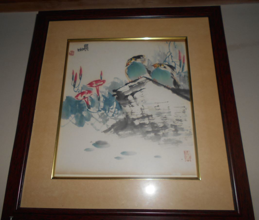 Tuschemalerei, kleiner Vogel, handgemalt, Chinesische Kunst, Antiquität, chinesischer Stil, verstorbener Künstler, Alter unbekannt, unbekannter Künstler, Chinesisches Gemälde, saisonale Landschaft, importierter Artikel, Holzrahmen im japanischen Stil, seltener Gegenstand, 1 Stück, Kunstwerk, Malerei, Tuschemalerei