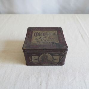 USA Vintage タバコ缶《OLD ENGLISH CURVE CUT PIPE TOBACCO 》アンティーク シャビー アメリカ雑貨 インダストリアル tin antiqueの画像1