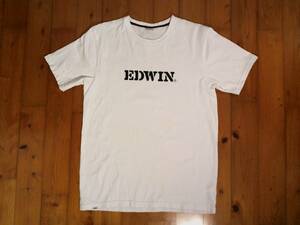 ★難有★エドウィン★EDWIN★ロゴプリント半袖Tシャツ　コットンＴシャツ L 白 