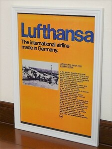 1970年 USA 70s vintage 洋書雑誌広告 額装品 Lufthansa ルフトハンザ / 検索用 Junkers F13 ユンカース 店舗 ガレージ 看板 装飾 (A4)