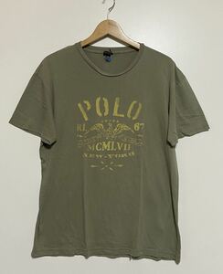 ☆Polo Ralph Lauren ラルフローレン クルーネック 半袖Tシャツ 半袖カットソー S 緑 カーキ MCMLVII