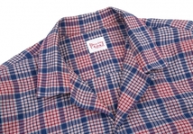 パパスPapas コットンオープンカラーチェックシャツ 青赤M 【メンズ】_画像3